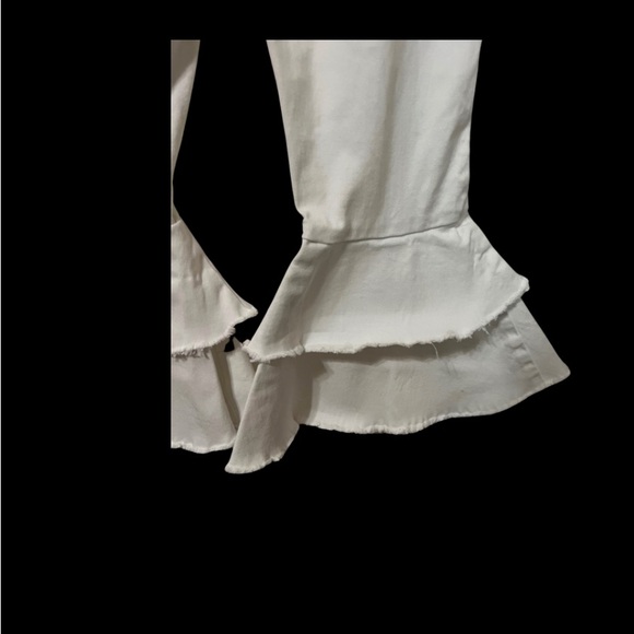 Flare White Ruffled Pants - Picture 3 of 6